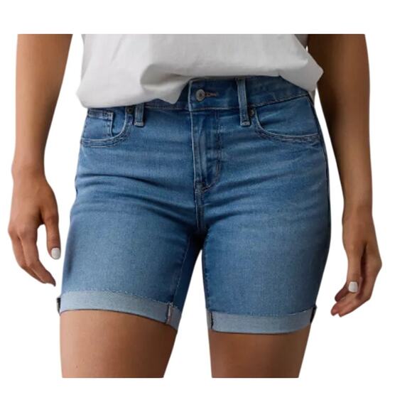 New American Eagle Womens Size 4 Next Level Stretch Skinny Bermuda Denim Shorts - Picture 1 of 7